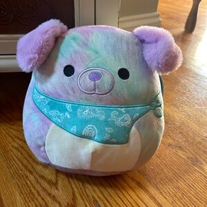 NEW NWT Squishmallows Tie-Dye Dog Plush - Purple and Cream Bandana Bashira 10”